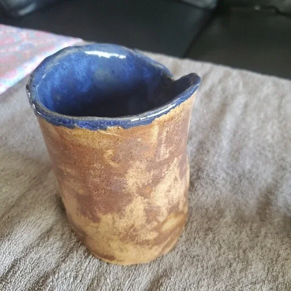 Anspach Signed Studio Pottery Vase – Sculptural Corset Design Handcrafted UNIQUE